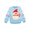 Christmas sweater with cute snowman, knitted warm winter jumper vector Illustration on a white background