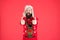 Christmas sweater. Hipster bearded man wear christmas jumper and hat. Extra comfy wool look. Christmas tradition