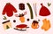 Christmas sweater sock bell ski cartoon vector set