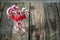 Christmas sweet candys in the glass on the wood background