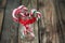 Christmas sweet candys in the glass on the wood background