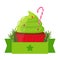 Christmas sweet, green cream cupcake. Muffin with Christmas decorations. Advertising for coffee shops, bakeries, and