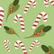 Christmas sweetmeats green background vector seamless pattern