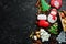 Christmas sweets, gingerbread and candies. Banner.