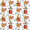 Christmas Sweets seamless pattern with candy, gingerbread, cookies, snowflake and cup with cocoa.