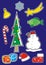 Christmas symbols, set, label, vector icon