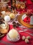 Christmas table near the fireplace