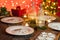 Christmas table setting with rustic style decorations