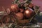 Christmas tabletop decor in brass bowl