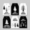 Christmas tag. Decorative gift labels with xmas symbol fir tree in scandinavian style with lettering winter festive offer sale and