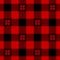 Christmas tartan plaid pattern in red and black with pixel fair isle snowflake motif. Seamless buffalo check gingham for flannel.