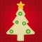 Christmas textile tree with buttons and textured background.