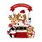 Christmas theme  Beagle wearing Santa cap hat.Vector illustration