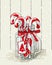 Christmas theme, candy canes in glass jar with red ribbon , illustration