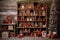Christmas theme custom-made ,wood and reddecorations backdrop, composit image only