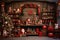 Christmas theme custom-made ,wood and reddecorations backdrop, composit image only