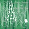 Christmas theme in modern design, christmas tree with star and christmas balls in white outline on green pixelated background. Me