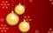 Christmas theme ornaments in gold on gradient red background with blank space on the right for additional text