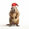 Christmas-themed Groundhog With Hat: A Clever And Humorous 3d Rendering