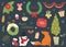 Christmas themed illustration set, winter sticker set