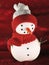 Christmas themed snow man with red scarf against