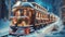 Christmas-themed train scene.