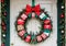 A Christmas-Themed Wreath Made Of Recycled Materials, On An Eco-Friendly Home Door. Generative AI