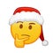 Christmas thoughtful face Large size of yellow emoji smile