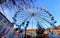 Christmas time in Rivoli town, Italy. Big wheel and festivities