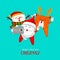 Christmas Tooth Characters design, Santa Claus, Snowman and Reindeer taking selfie.