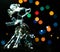 Christmas toy crystal deer on a background of sparkling lights