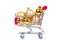 Christmas toys in shopping cart