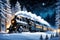 Christmas Train Gliding Through a Snow-Laden Forest: Steam Locomotive Pushing Through Pristine Winter Beauty