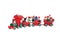 Christmas train toy model carry snowman and gifts.