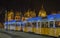 Christmas tram in front of Parliament Building, Budapest, Hungary