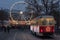 Christmas tram, market and christmas wheel at Moravian square