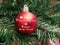 Christmas tree accessory & decoration closeup. Preparing & decorating Christmas tree with Merry Christmas & Happy New Year text or