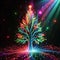 Christmas tree, artificial intelligence virtual digital online representation, cyberspace data representation