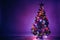 Christmas tree artistic silhouette with lights garland