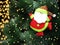 Christmas tree background with garland lights santa decor