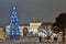 Christmas tree on the background of the Legislative Assembly of