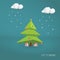 Christmas tree background. Low poly design