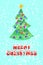 Christmas tree with balls and a garland with multi-colored bulbs. Christmas and New Year illustration