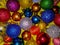 Christmas tree balls, multicolored, large and small