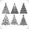 Christmas tree black shapes set
