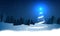 Christmas tree, blizzard, stars, snow, sky, night, wood, blue