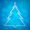Christmas tree with blue bokeh light background