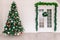 Christmas tree blue lights new year holiday gifts Garland white home decor