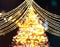Christmas tree blurred bokeh light festive string and ball decoration illumination  winter holiday defocus  background banner  tem