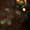 Christmas tree branches with abstract sparkling bokeh golden  lights. Festive Xmas wide wallpaper